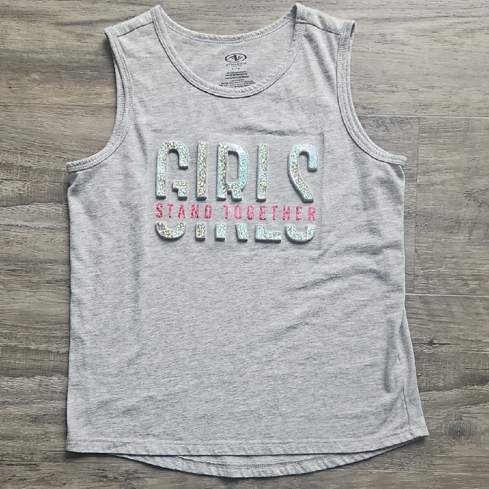 Athletic Works Gray Tank Top with Chic Graphic